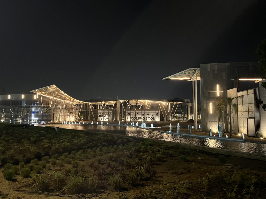 The main canopy, lit