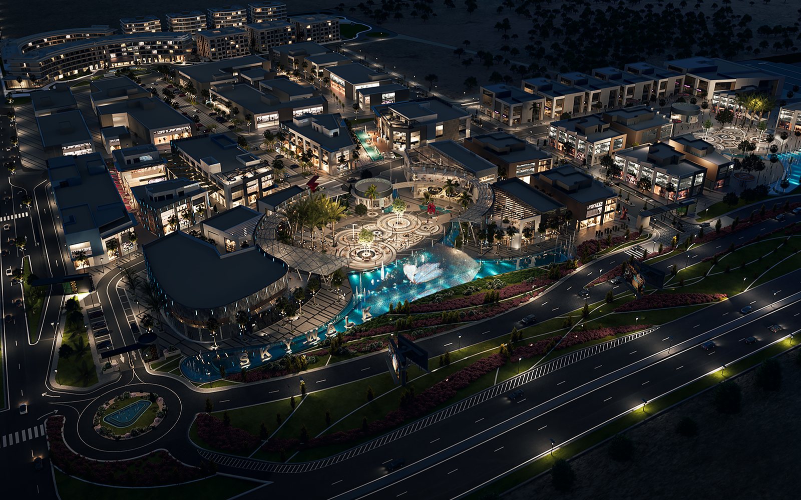 SKYWALK's architectural design — sculptural sail canopy